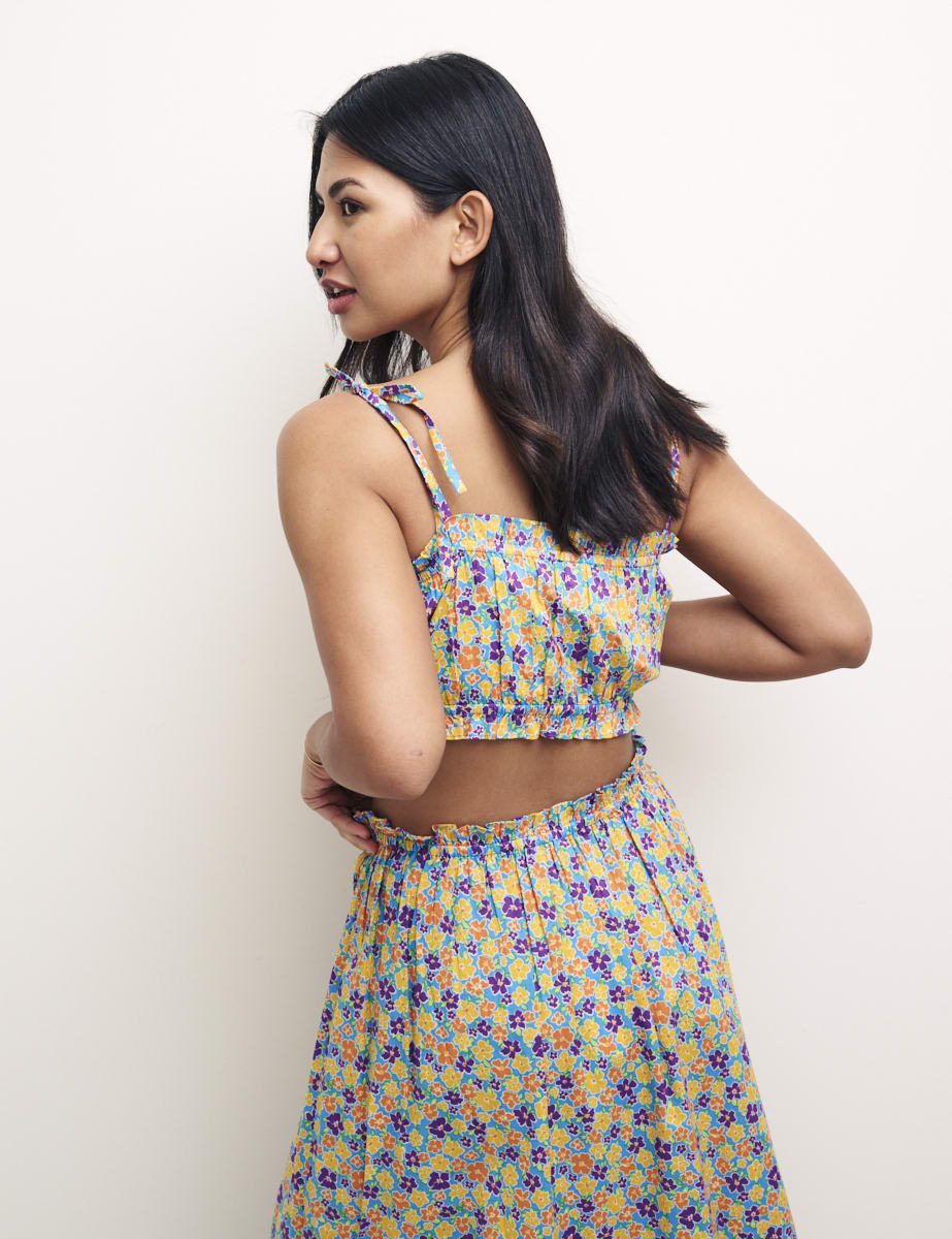 Retro Floral Willow Crop Top