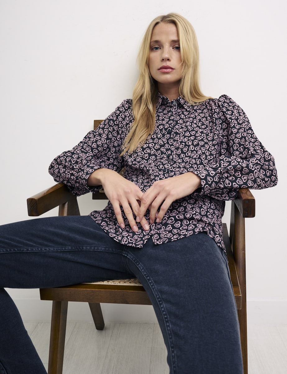 Black Conversation Print Zara Shirt