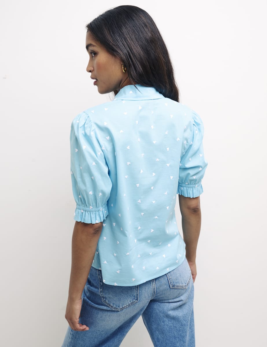 Blue Heart Print Melissa Top