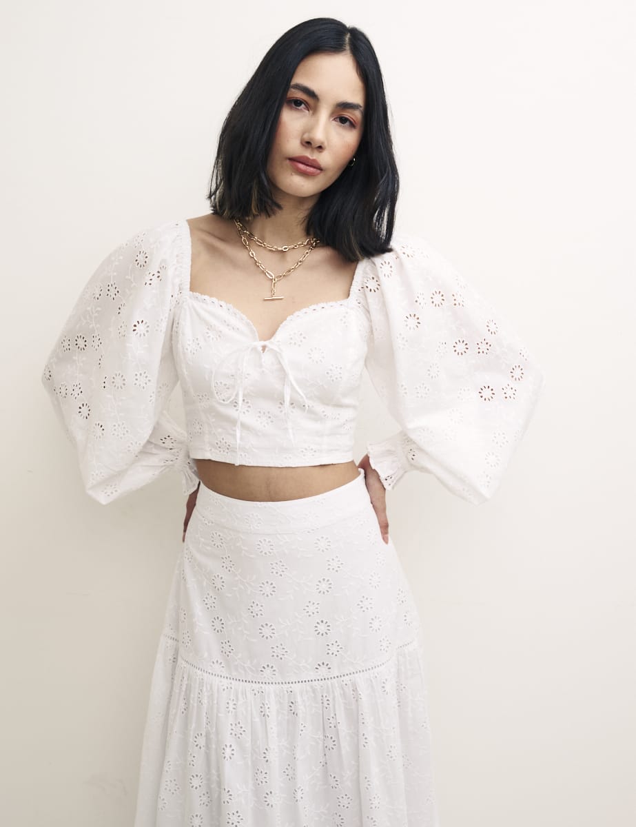 White Balloon Sleeve Josie Top