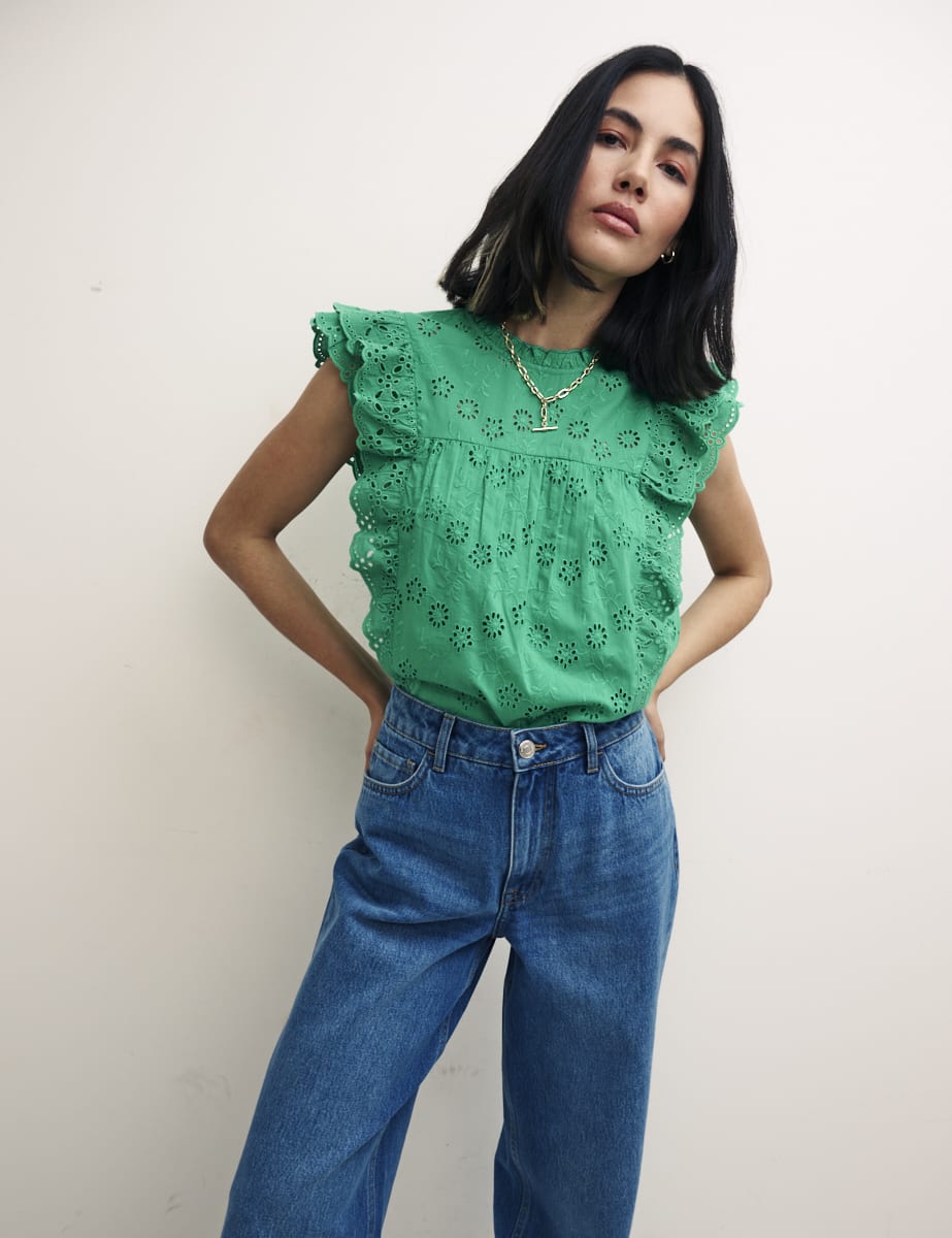 Green Broderie Una Top