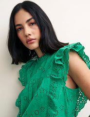 Green Broderie Una Top