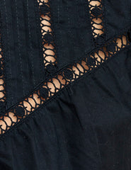 Black Tie Neck Frill Sleeve Blouse