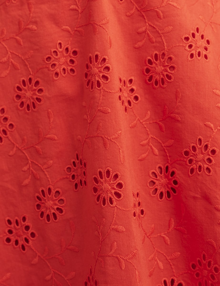 Red Broderie Bardot Blouse