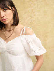 White Broderie Bardot Blouse