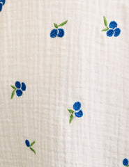 White Blueberry Embroidered Cotton Shirt
