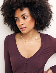 Brown Long Sleeve Button Through Top