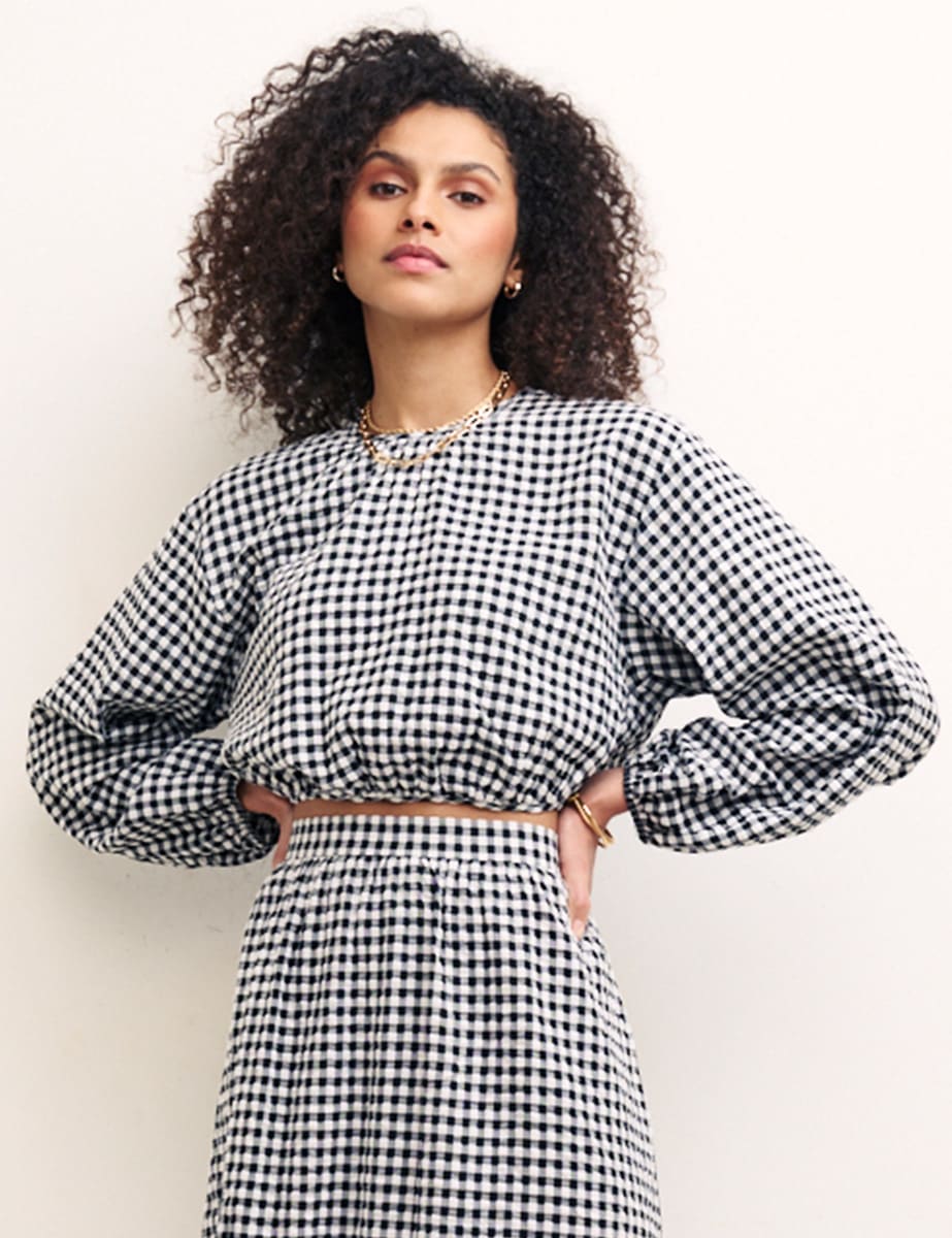 Black/White Gingham Bonnie Co Ord Top