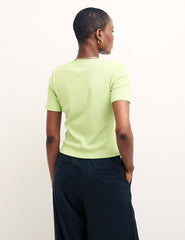 Lime Green Short Sleeve Button Through Top