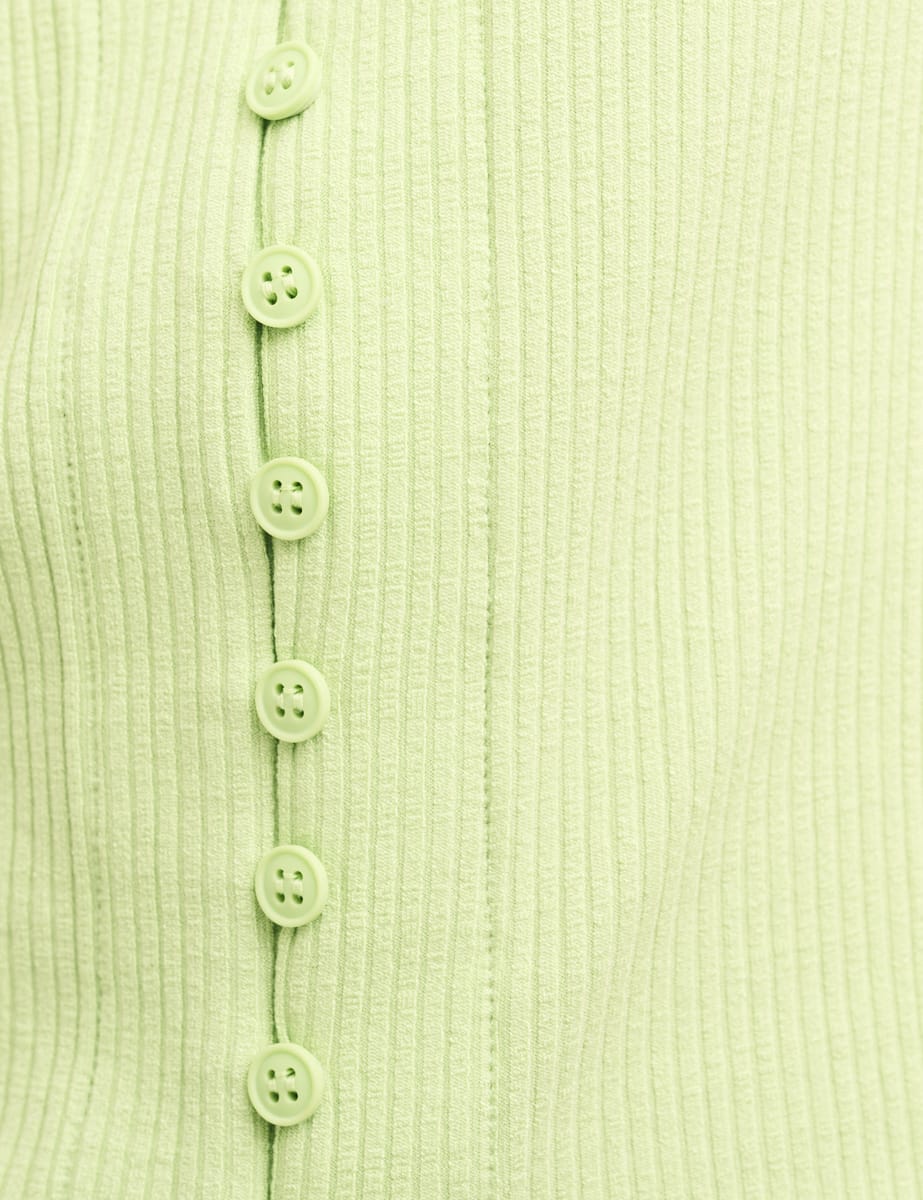 Lime Green Short Sleeve Button Through Top