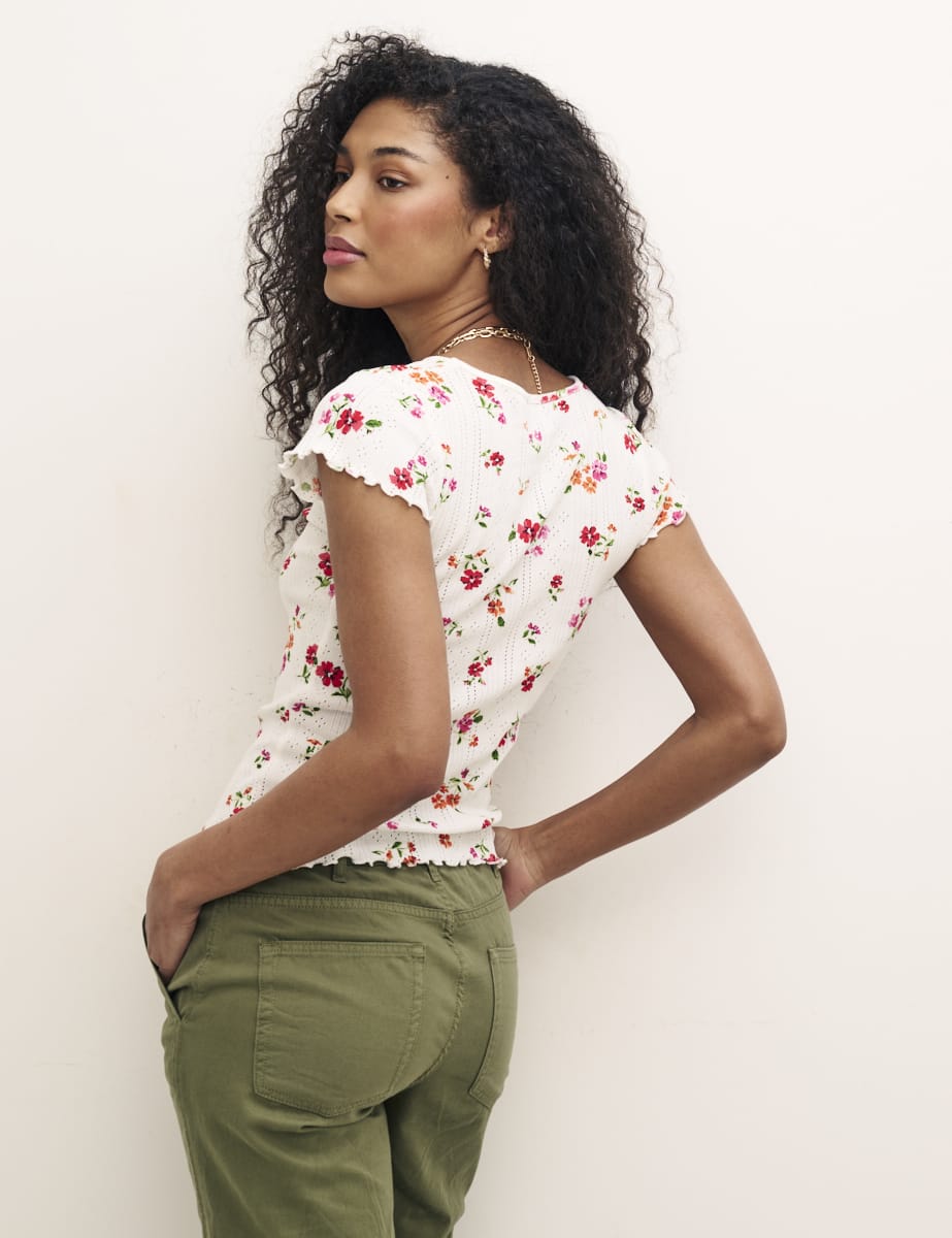 White Floral Short Sleeve T-Shirt