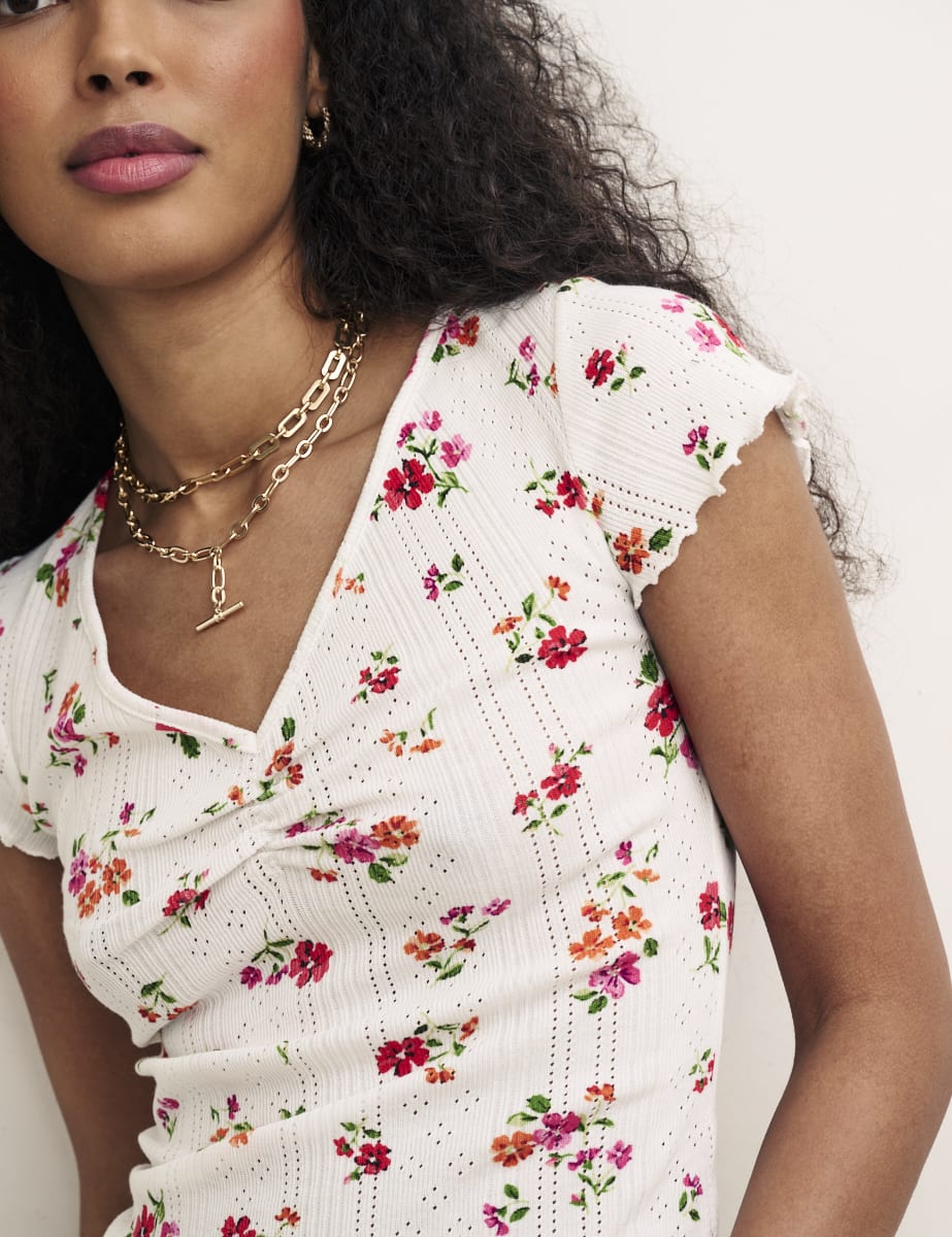 White Floral Short Sleeve T-Shirt