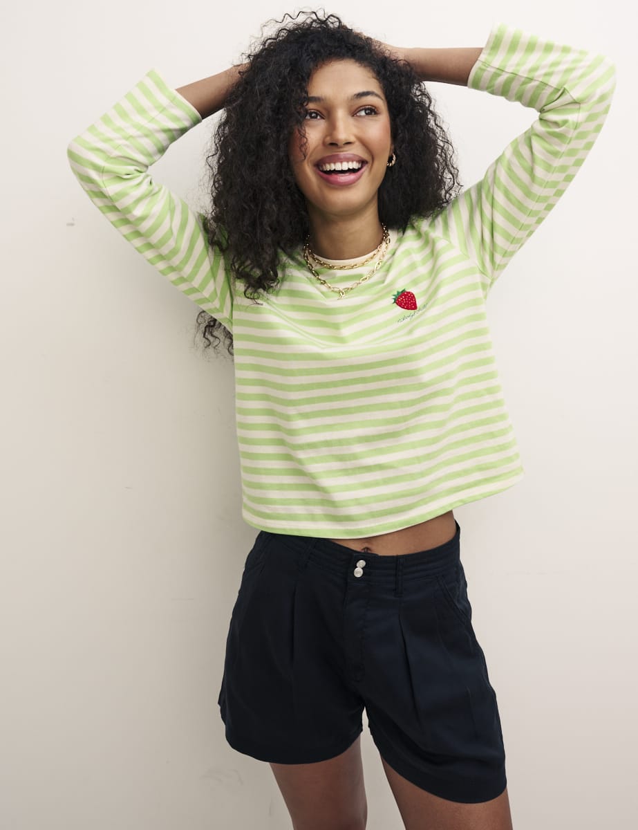 Green Stripe LS Cameron Boyfriend Tee