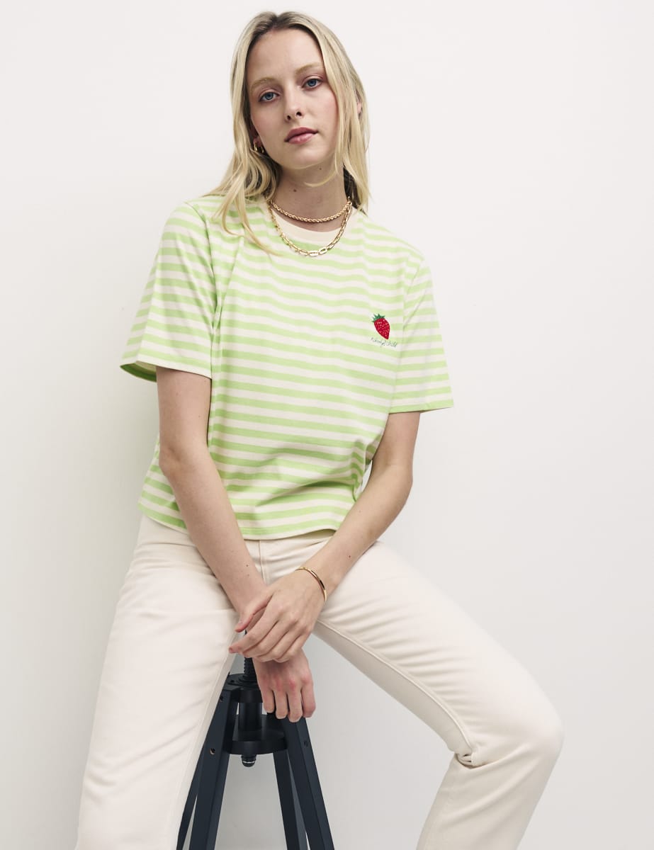 Green Strip Cameron Boyfriend Tshirt
