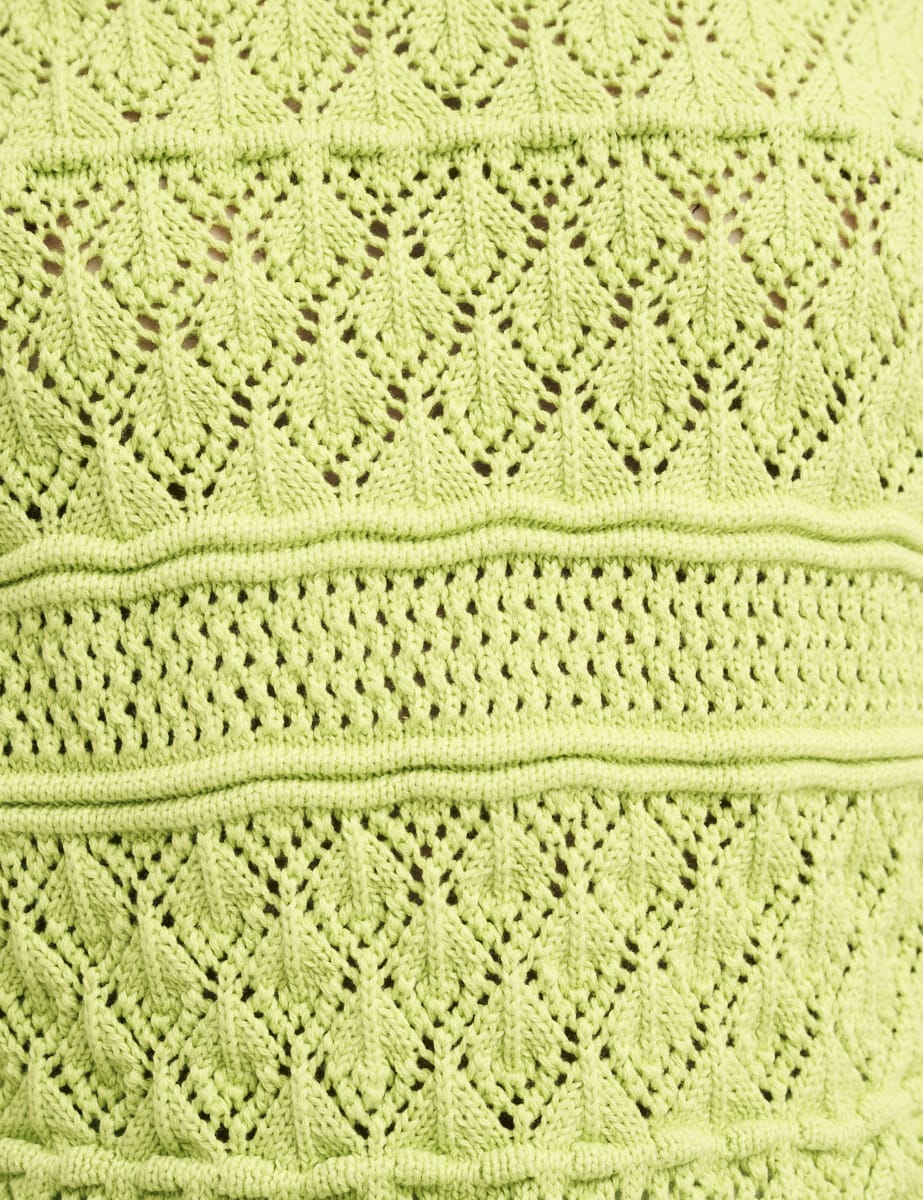 Green Knitted Short Sleeve Crochet Jumper
