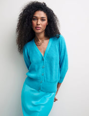 Blue Chunky Knit Cardigan