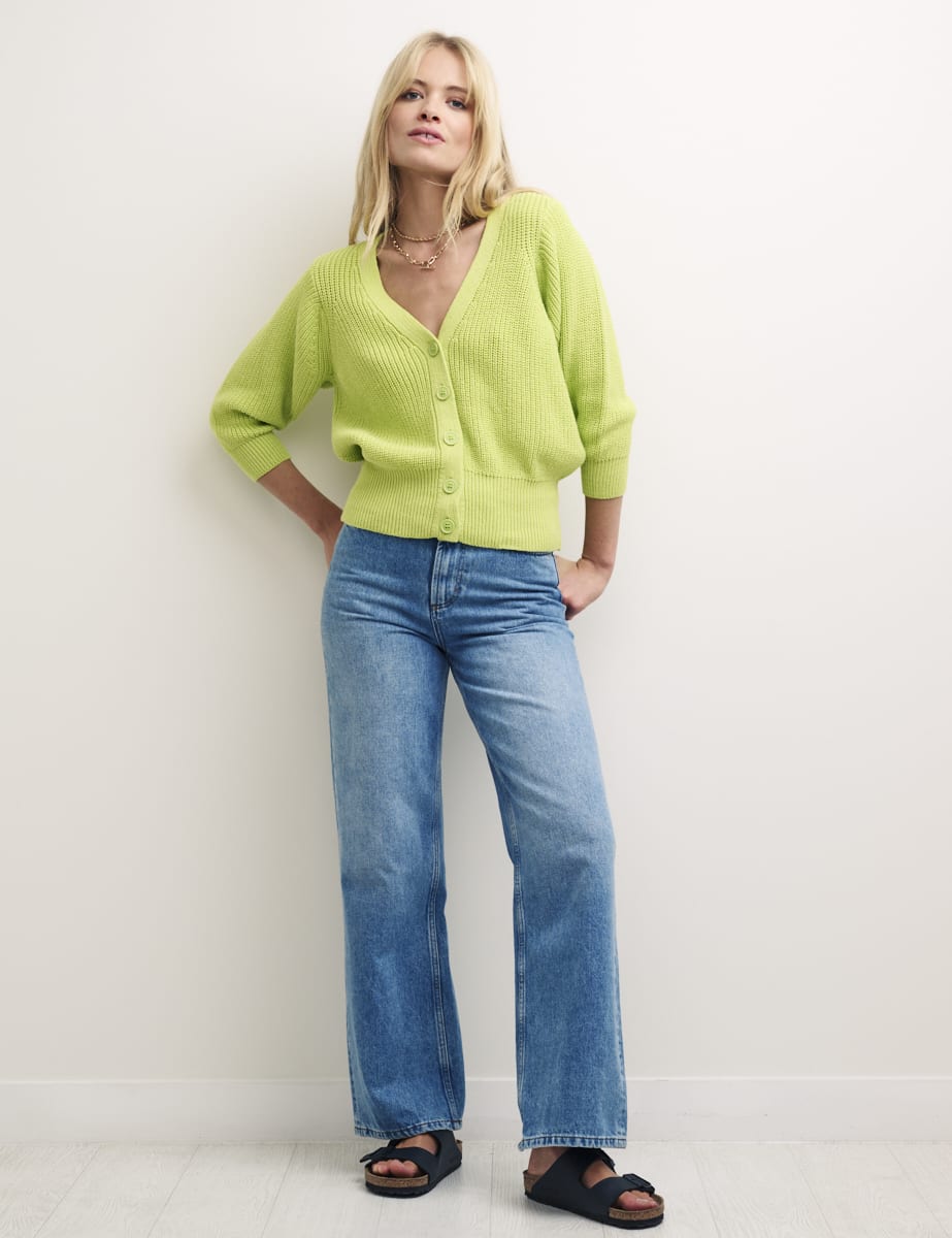 Lime Green Chunky Knit Cardigan