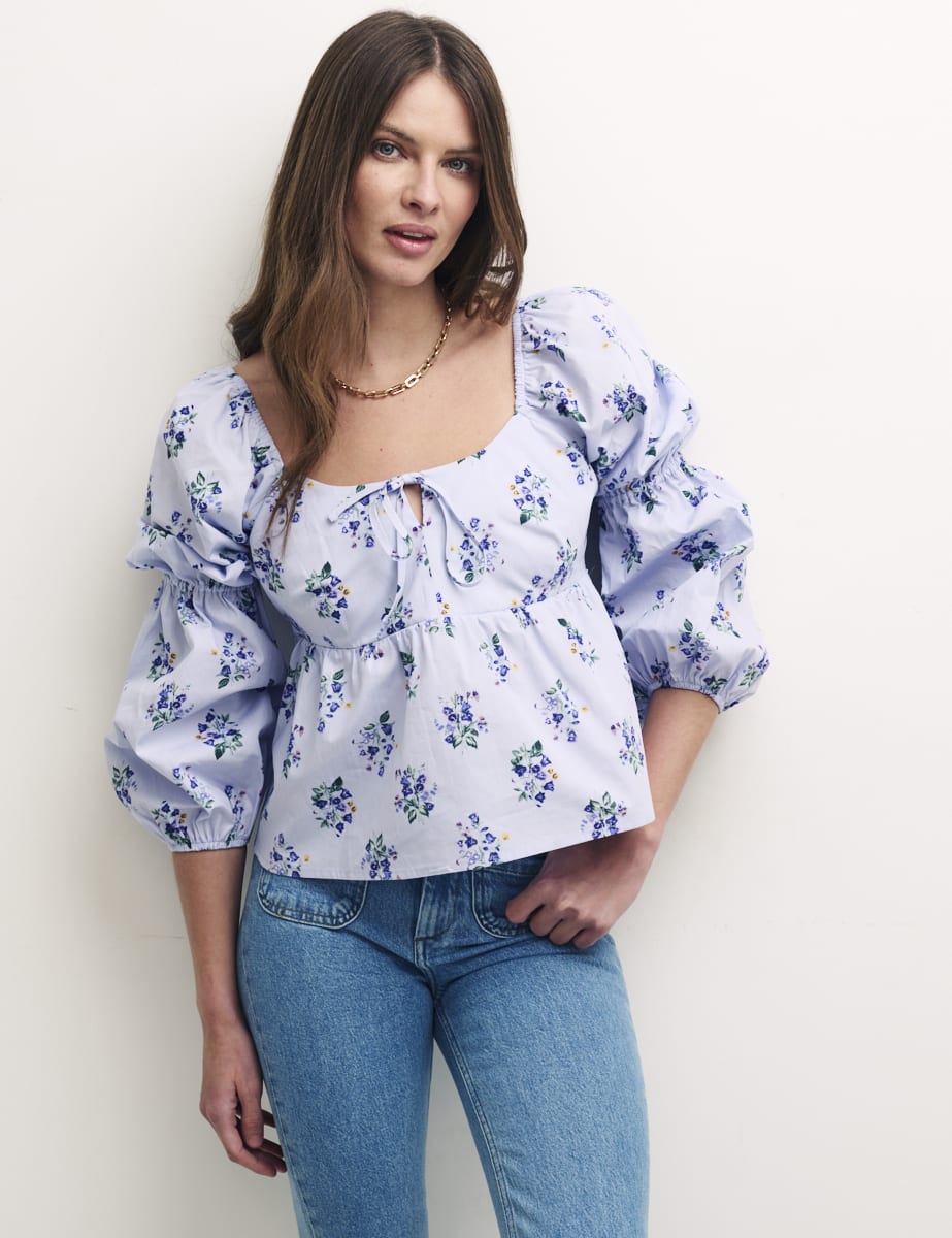 Blue Floral Smock Skye Top
