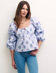 Blue Floral Smock Skye Top