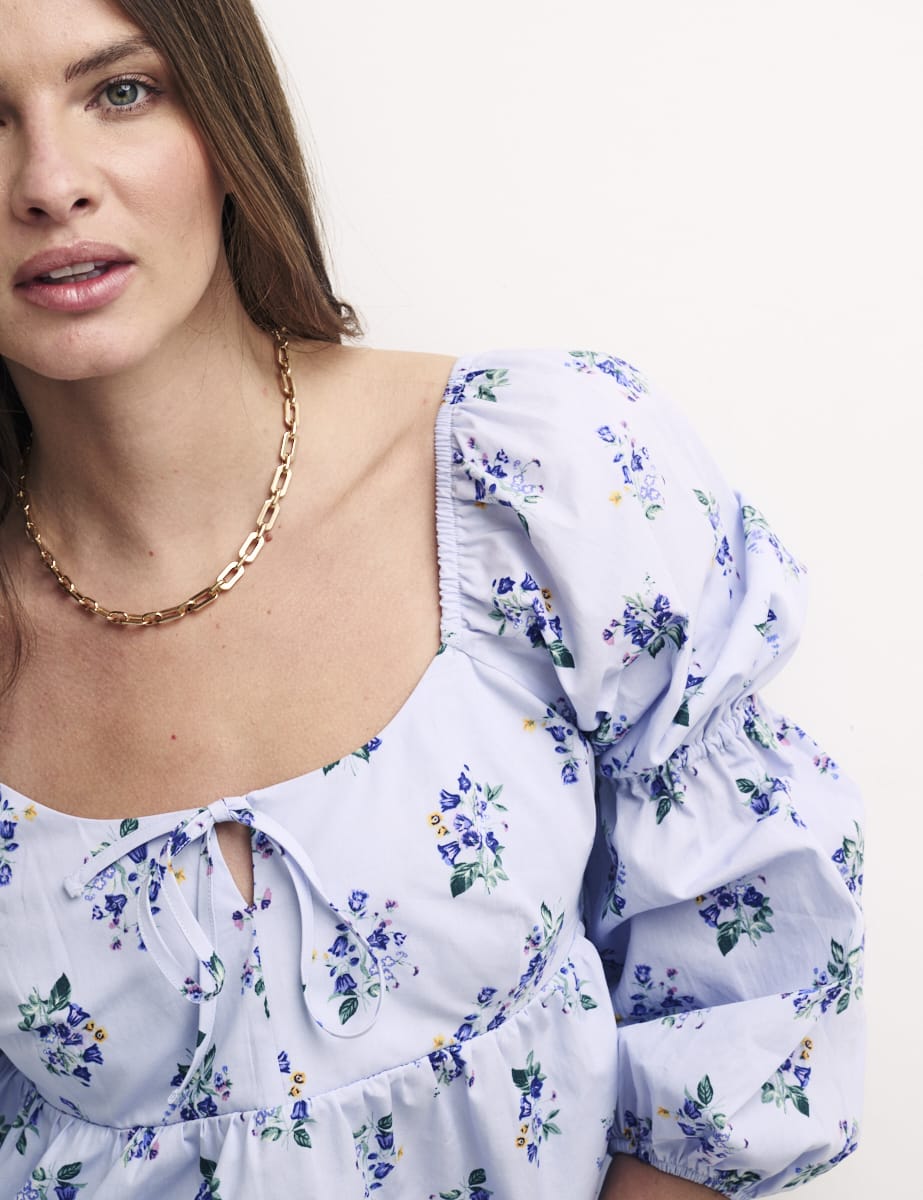 Blue Floral Smock Skye Top