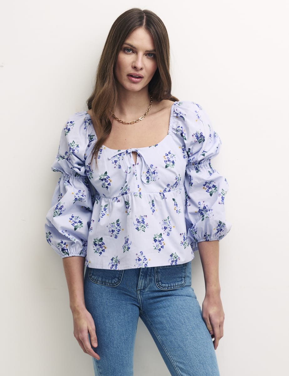 Blue Floral Smock Skye Top