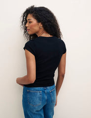 Black Button Front T-Shirt