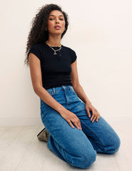 Black Button Front T-Shirt