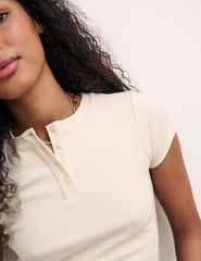 White Button Front T-Shirt