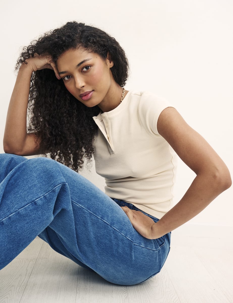 White Button Front T-Shirt