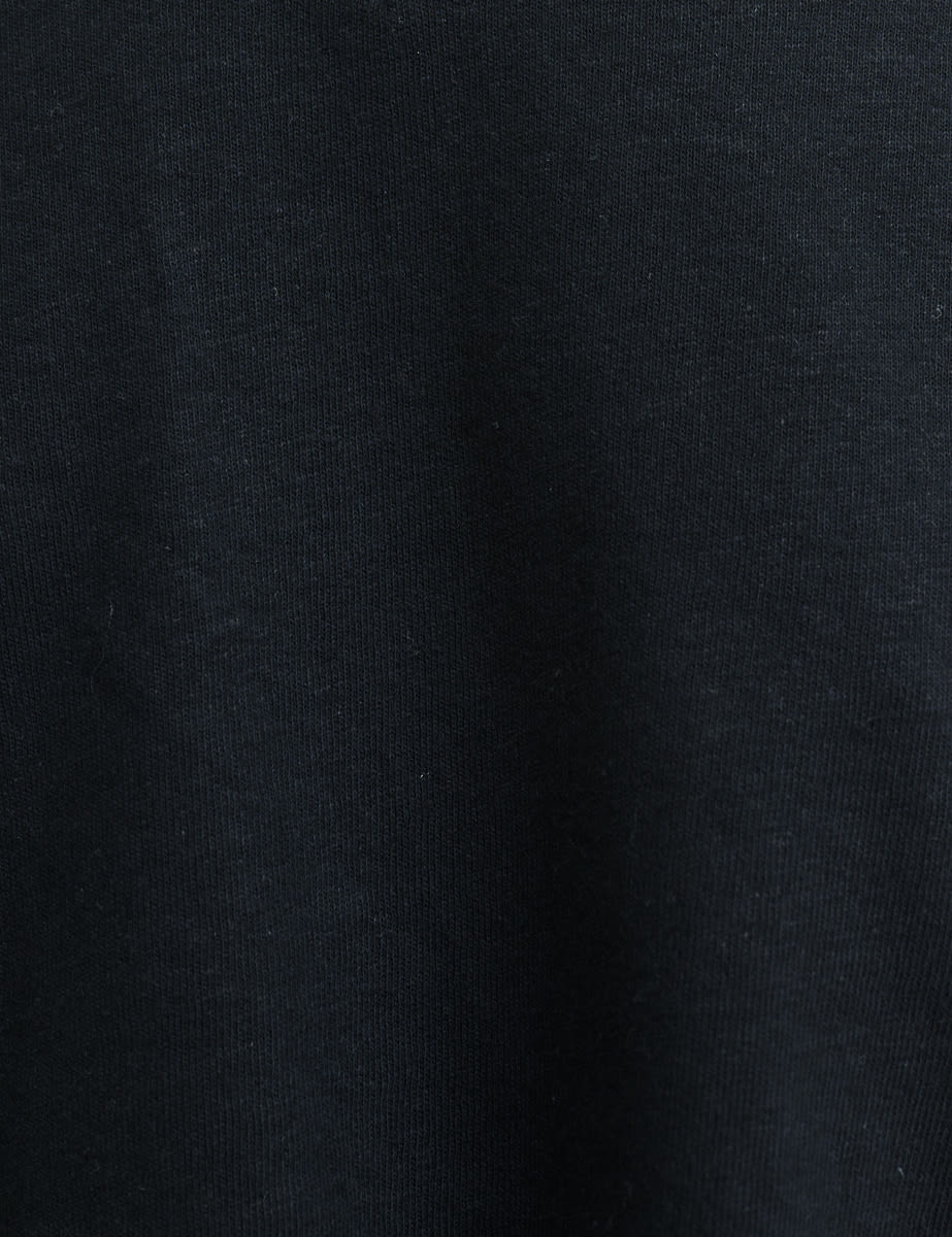 Black Linen-blend V-Neck T-Shirt