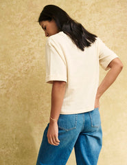 Fearne Cotton White Linen-blend V-Neck T-Shirt