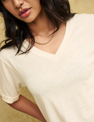 Fearne Cotton White Linen-blend V-Neck T-Shirt