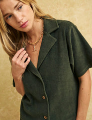 Khaki Towelling Short Sleeve Shirt