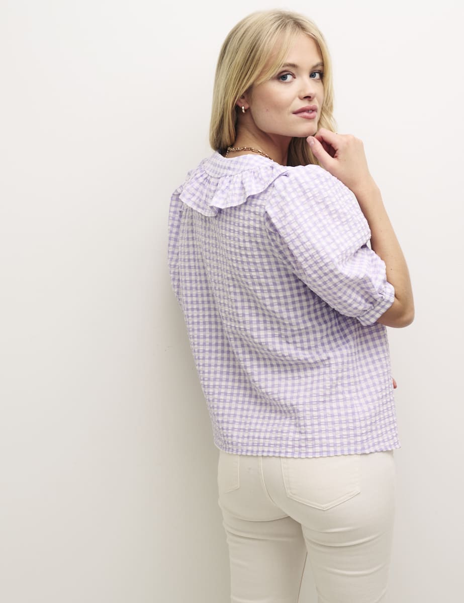 Lilac Gingham Yasmin Blouse