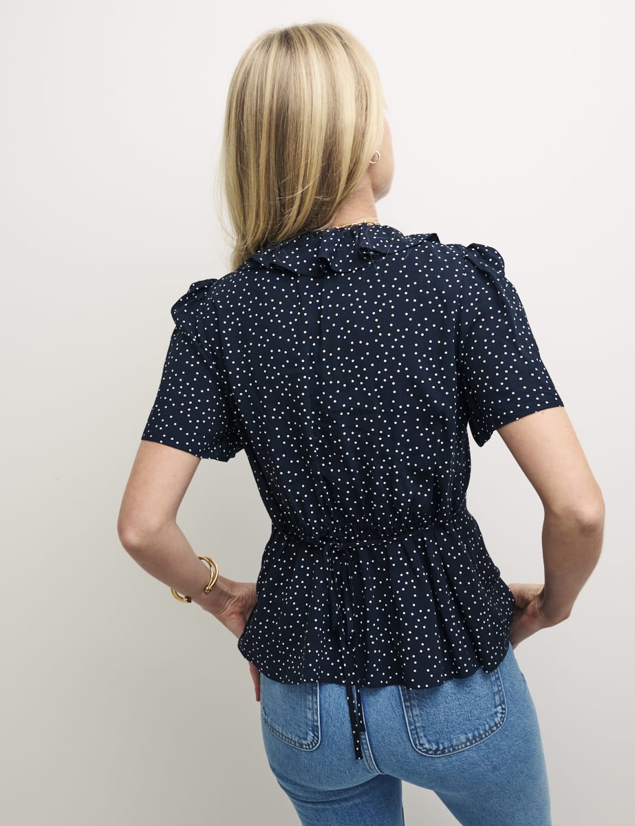 Black Spot V Neck Blouse