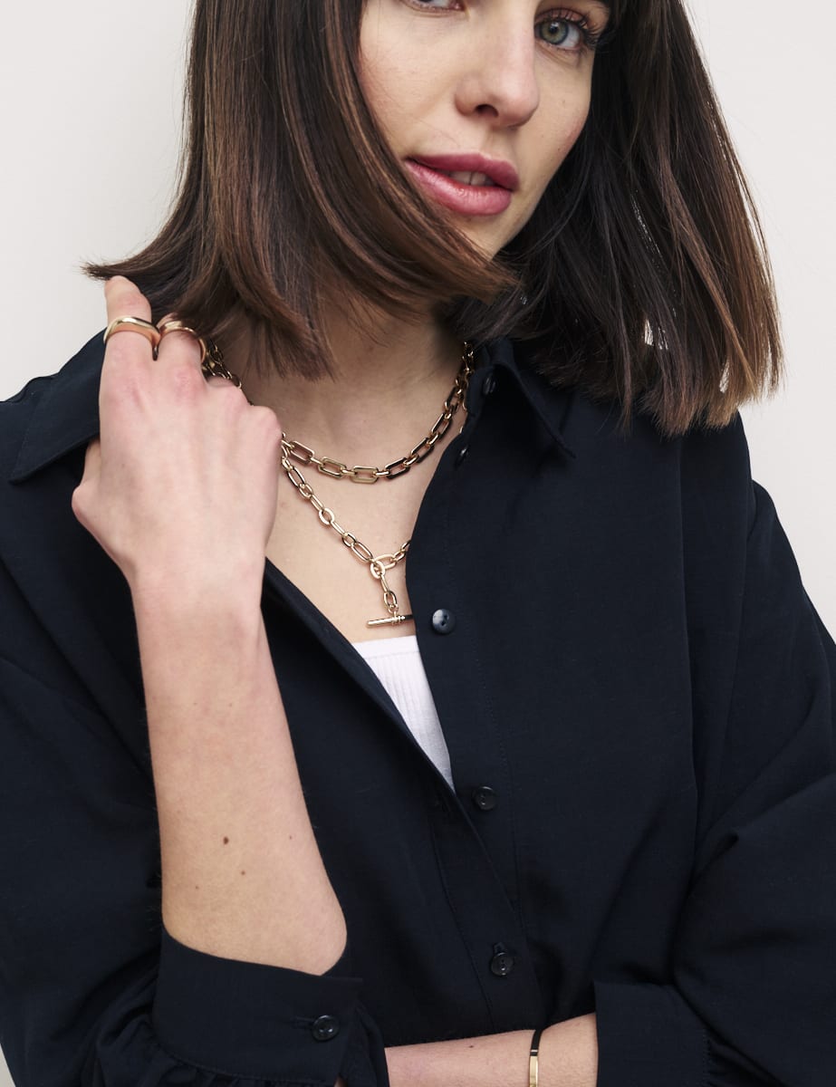 Black Oversized Linen-blend Shirt