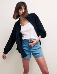 Black Oversized Linen-blend Shirt