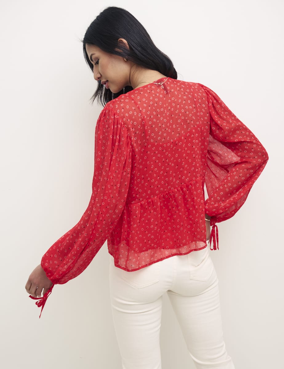Red Floral Giovanna Chiffon Blouse