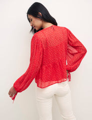 Red Floral Giovanna Chiffon Blouse