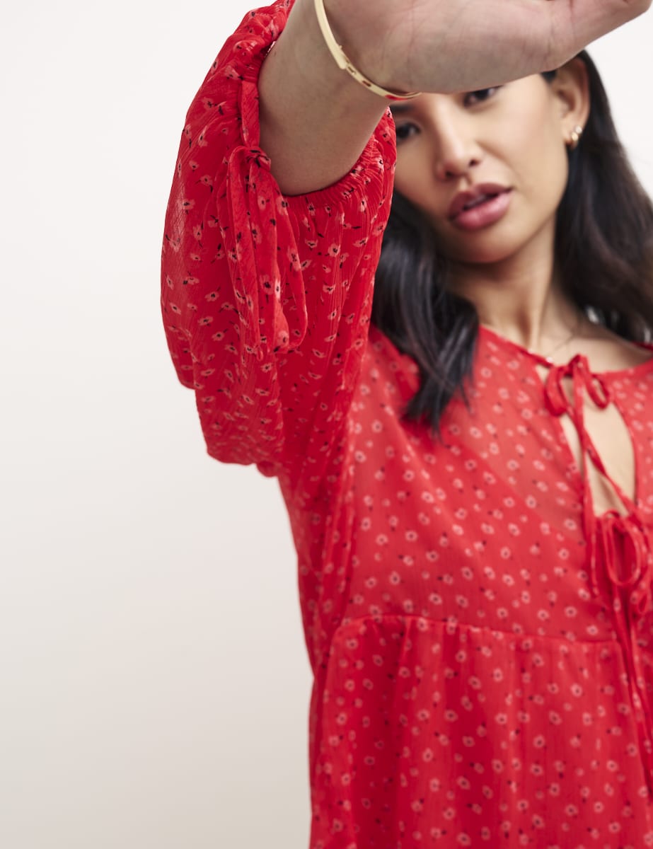Red Floral Giovanna Chiffon Blouse