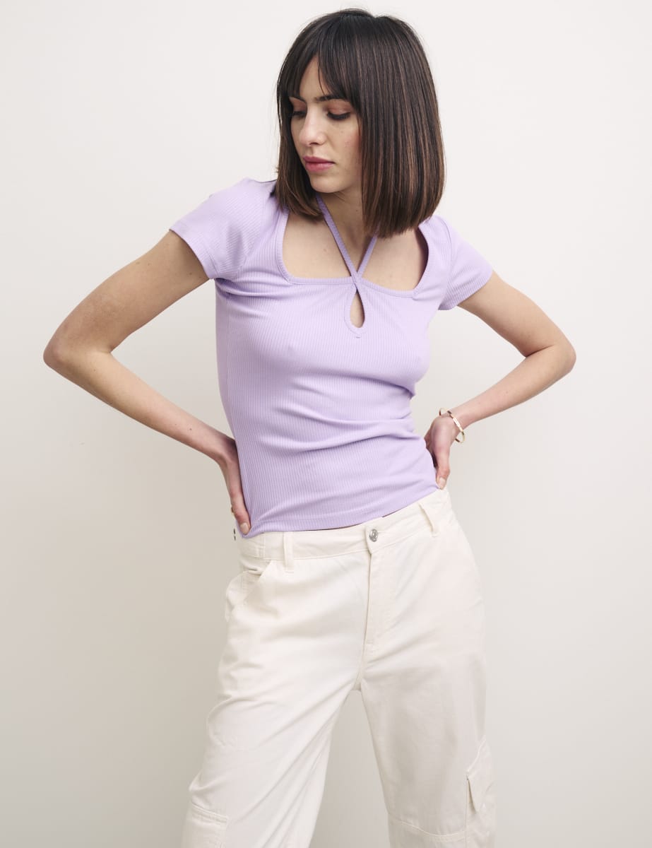Lilac Halter Neck T-Shirt