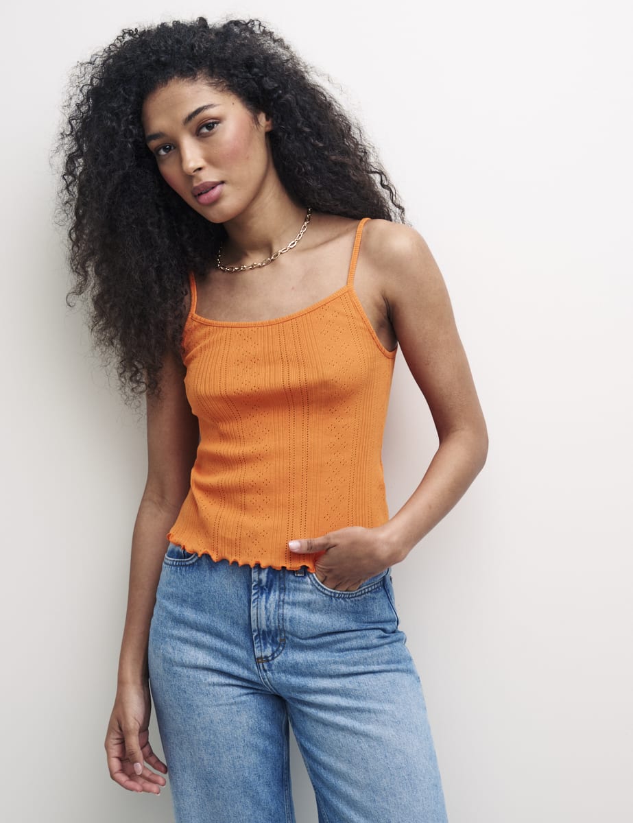 Orange Pointelle Blair Cami Top