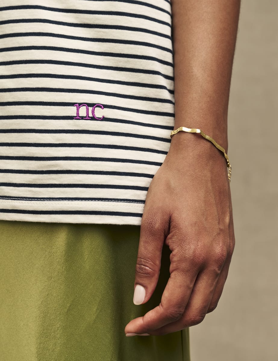 Black & White Stripe Crew Neck Oversized T-Shirt