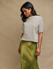 Black & White Stripe Crew Neck Oversized T-Shirt