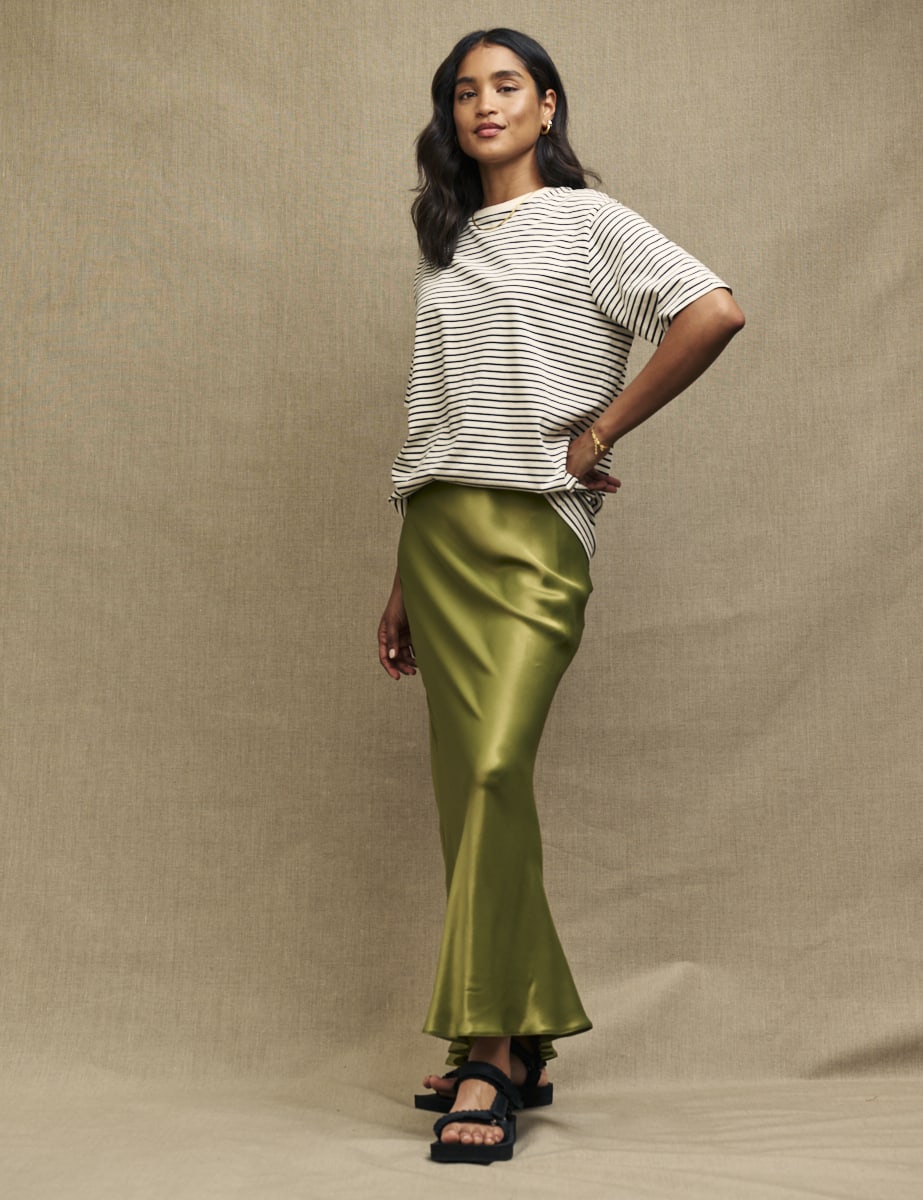 Black & White Stripe Crew Neck Oversized T-Shirt