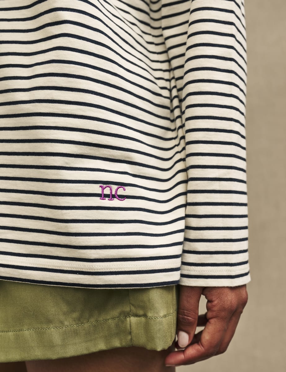 Black & White Stripe Long Sleeve Oversized T-Shirt