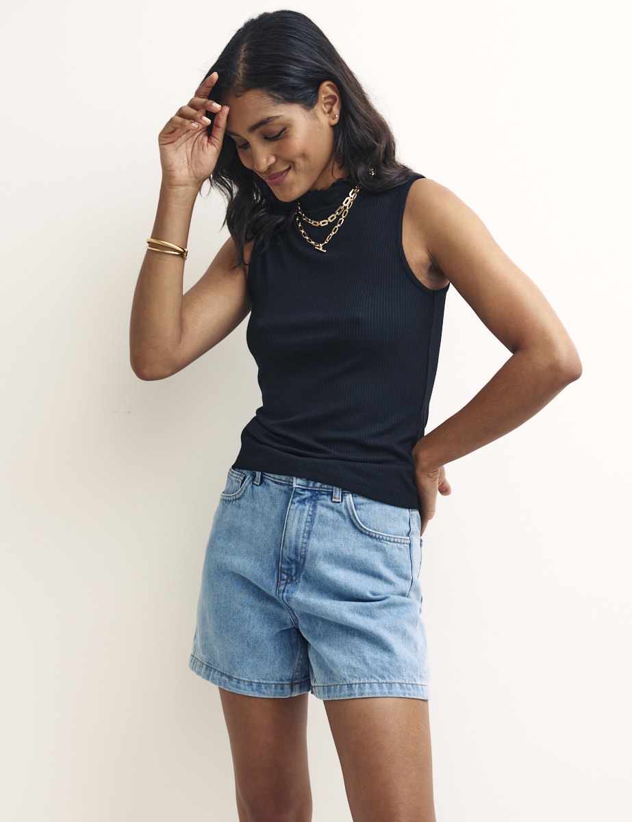 Black High Neck Sleeveless Lizzie Top