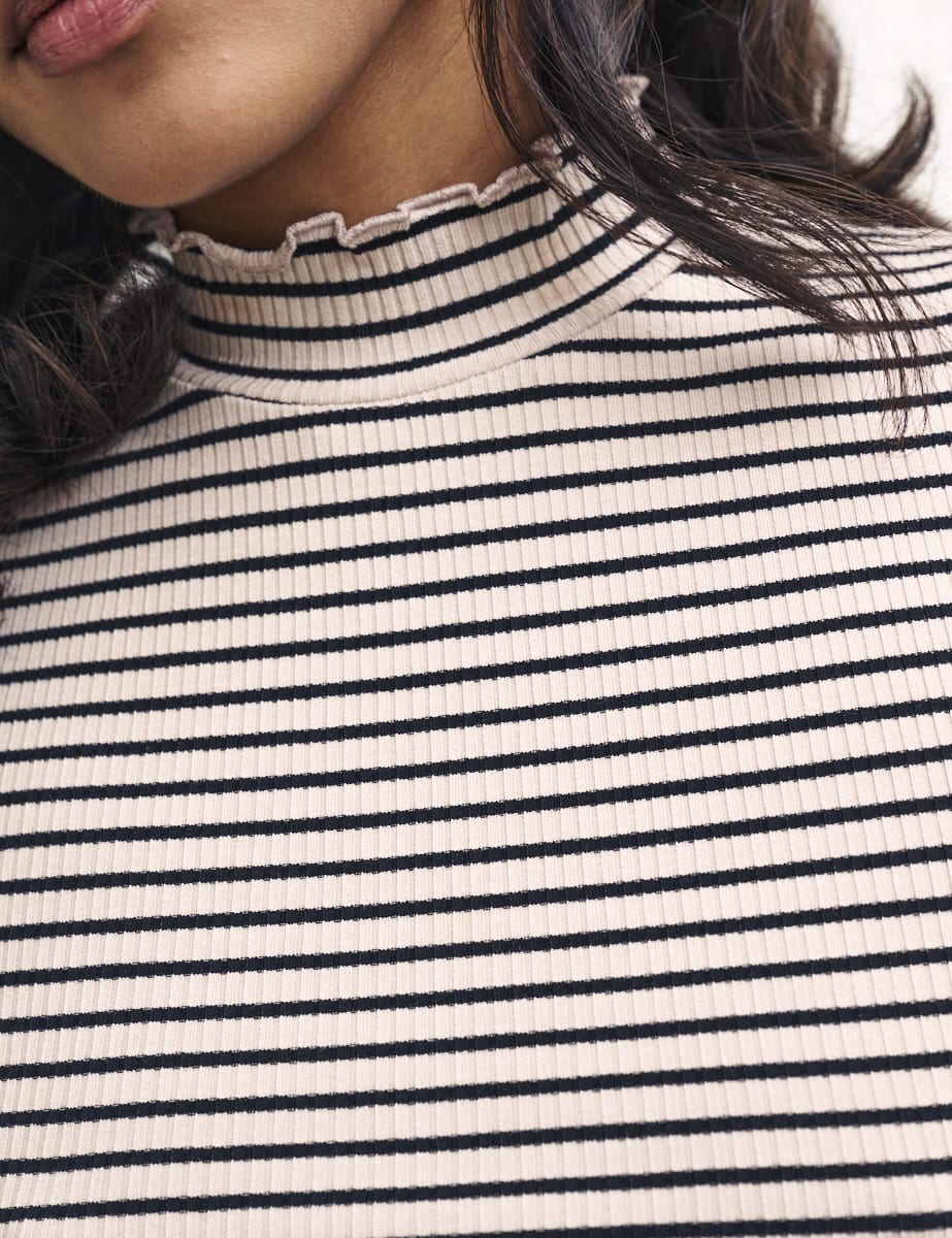 Black and White Stripe High Neck Sleeveless Lizzie Top