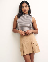 Black and White Stripe High Neck Sleeveless Lizzie Top