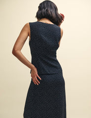 Black Spot Print Lace Detail Cami Top